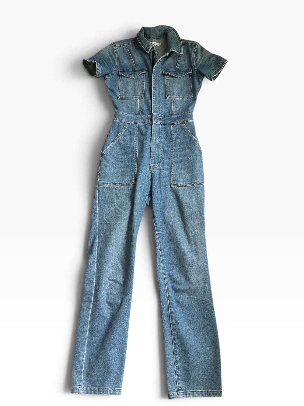 Good American Light Blue Denim Utility Jumpsuit